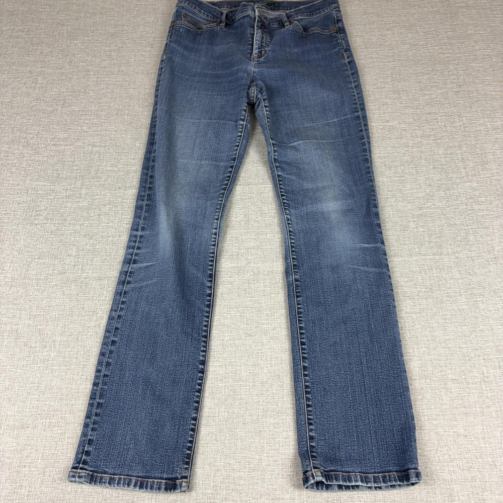 Lauren Ralph Lauren Jeans Womens 10 32x31 Blue Wash Straight Stretch Denimโ